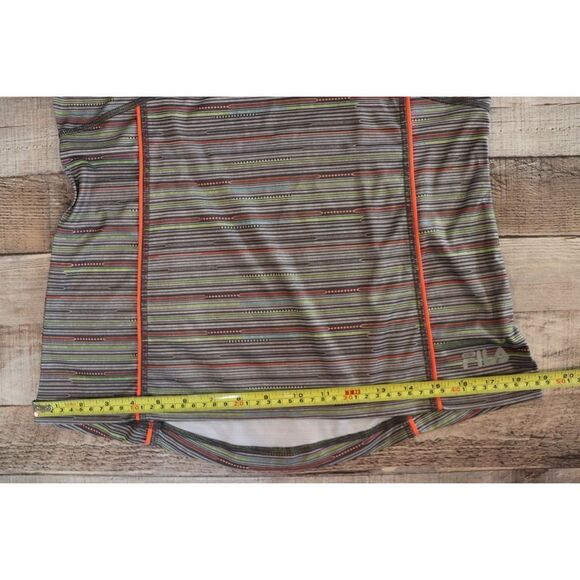 Fila Activewear Sportswear Grey Striped Fitted Running Top Shirt MEDIUM Sporty - Picture 7 of 9